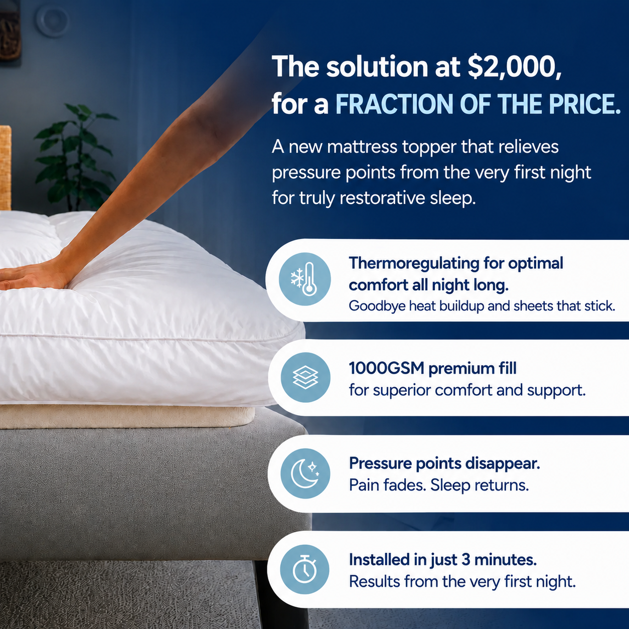 Linen&Rose - Premium 1000 GSM Luxury Quilted Mattress Topper